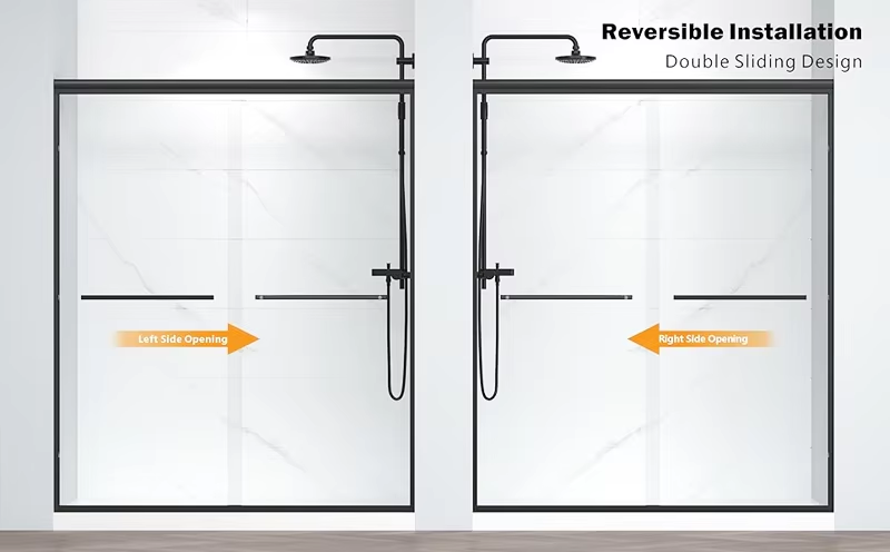 reversible installation shower door