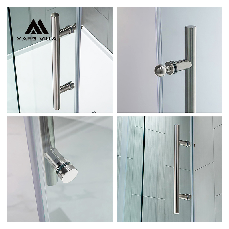 Brushed stainless steel square glass clamp hardware for frameless sliding shower door base installation