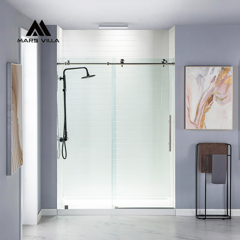 Customized 56-60_Wx76_H Frameless Shower Door 3_8_(10mm) Clear Tempered Glass