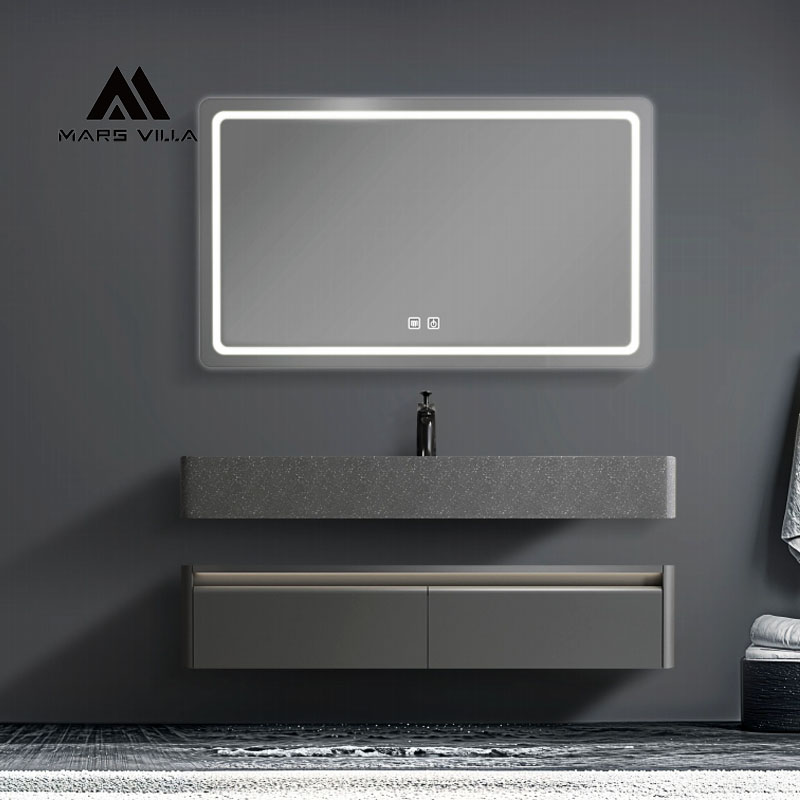 gray double drawer bathroom vanity