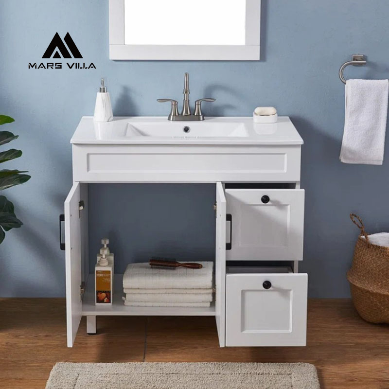 white shaker bathroom vanity