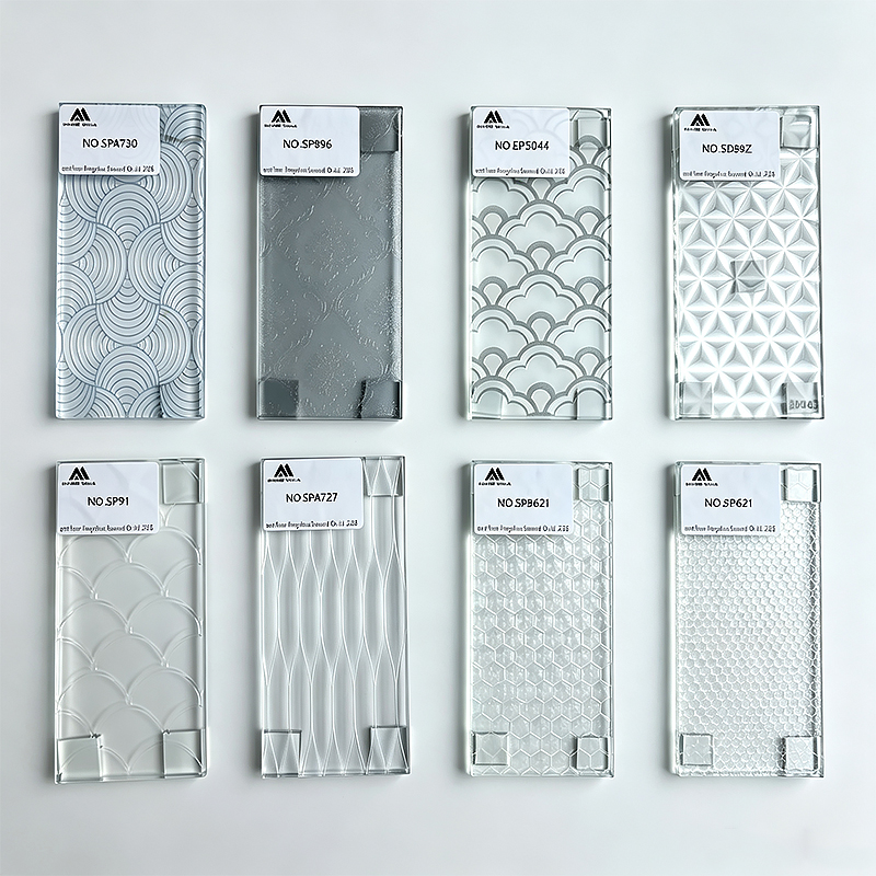 Multiple styles custom patterned textured decorative tempered glass samples for shower door