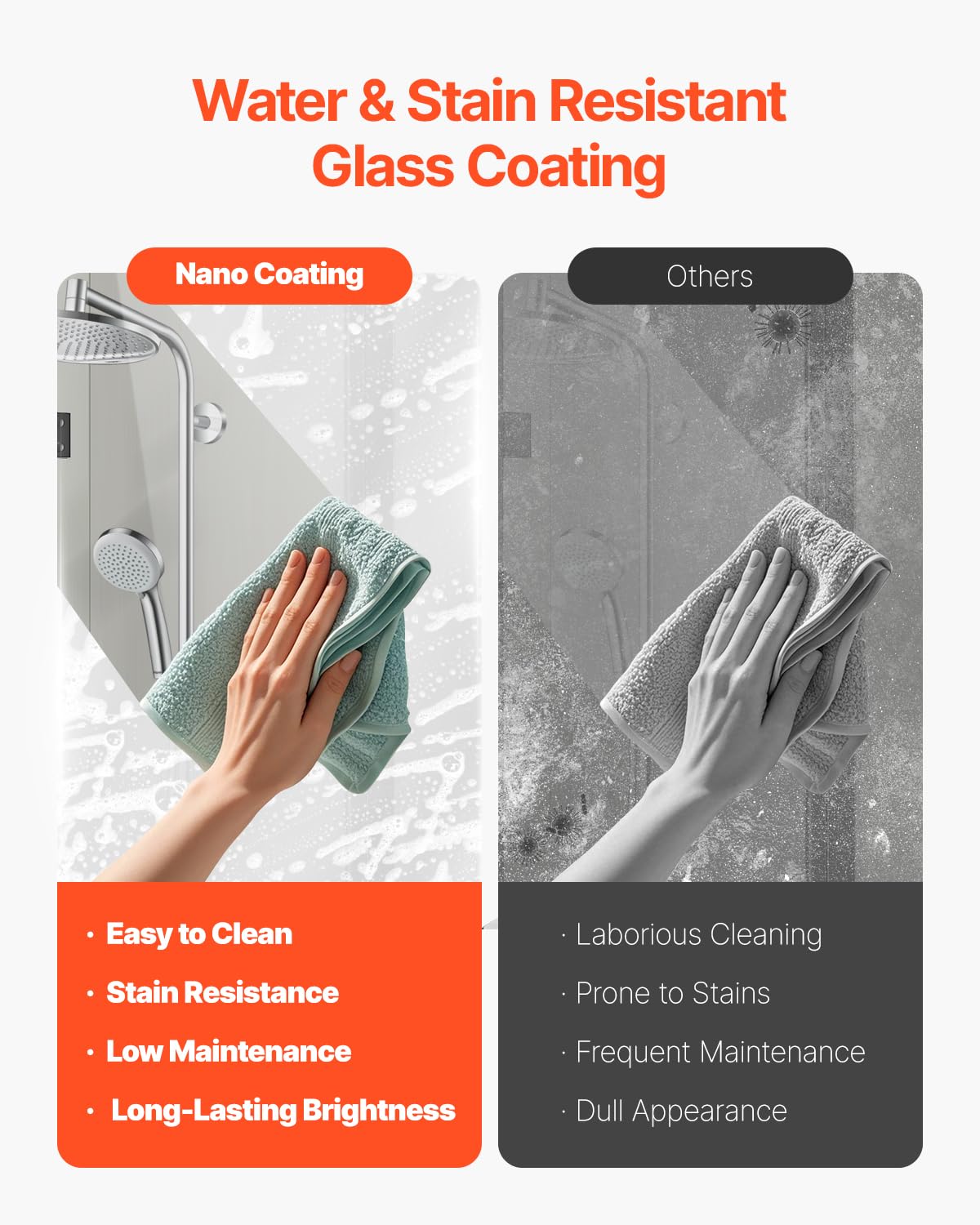 Shower door customization including glass, hardware, colors, and packaging.