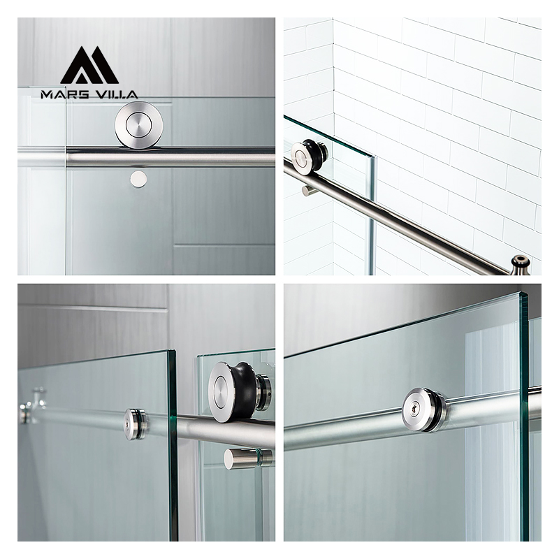 Premium stainless steel sliding roller wheel and multi-finish track for frameless shower door