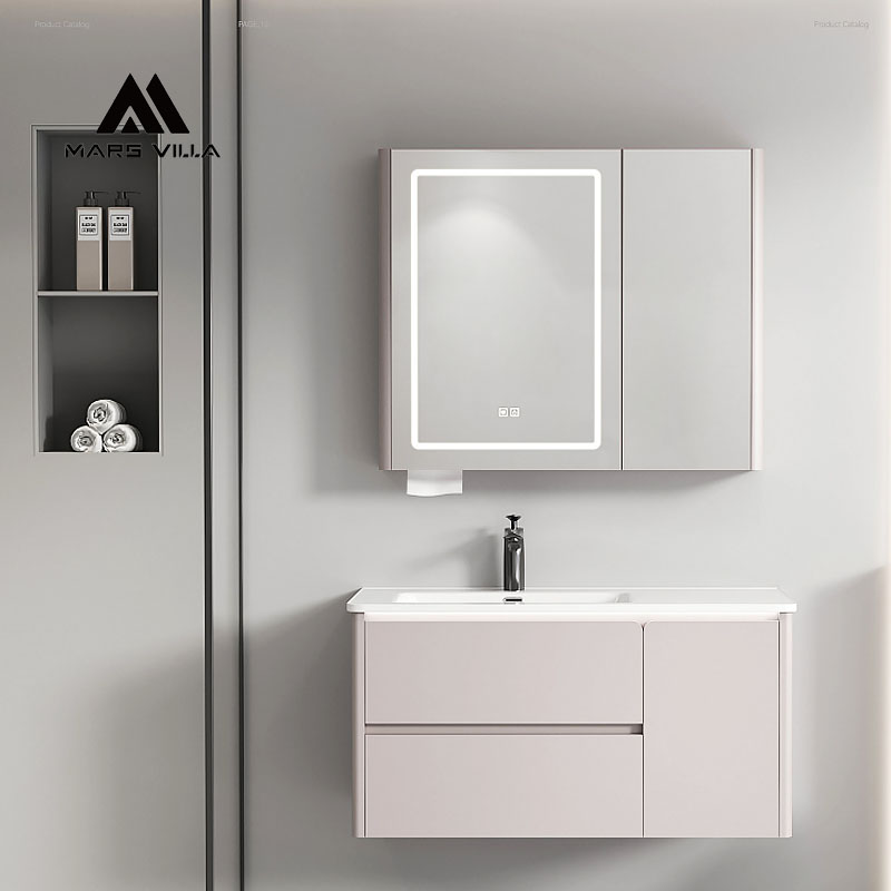 Wall Mounted Modern Bathroom Vanity with LED Mirror Cabinet