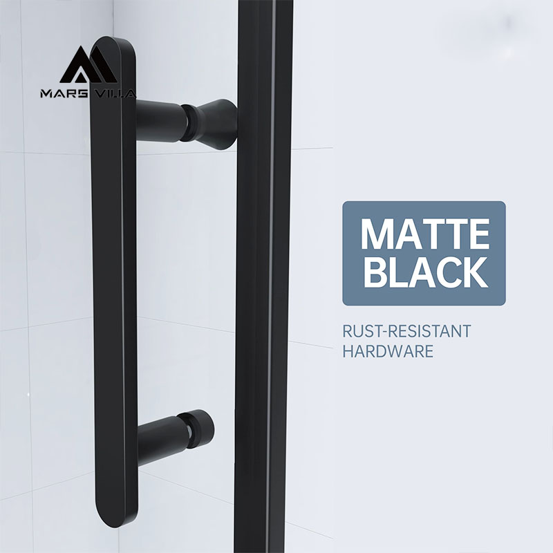 mars villa matte black shower door handle, rust‑resistant hardware for framed single sliding shower enclosure door