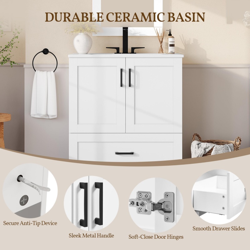 30 inch white bathroom vanity