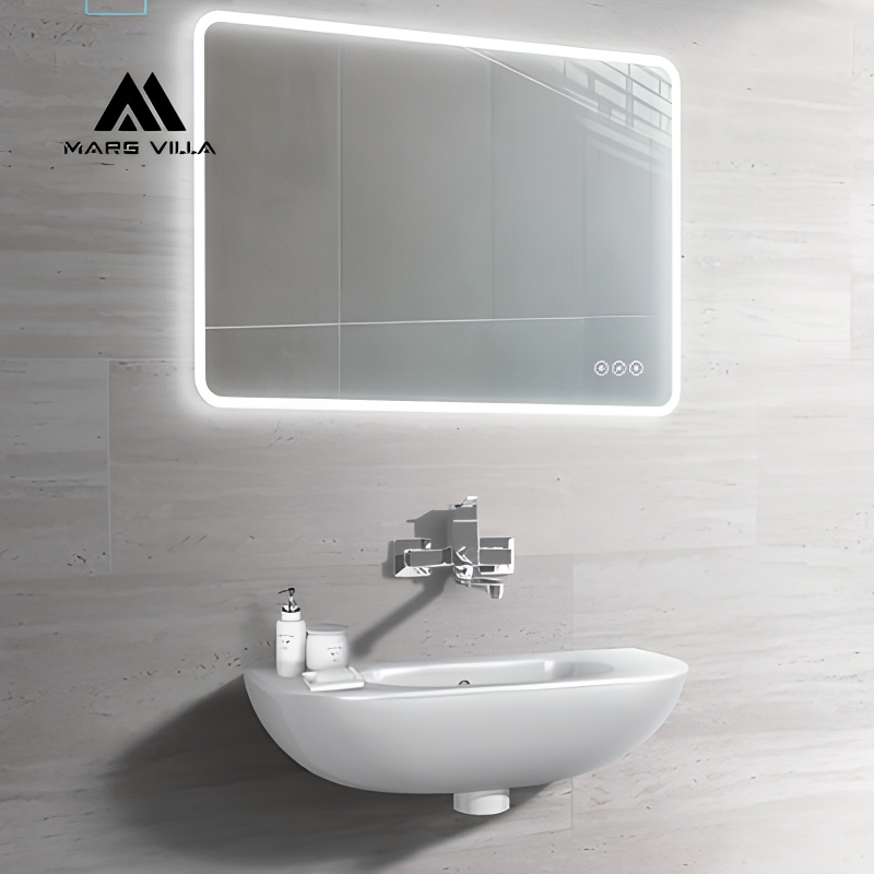 Smart LED Bathroom Mirror Cabinet with Digital Display & Light Strips | Factory Direct