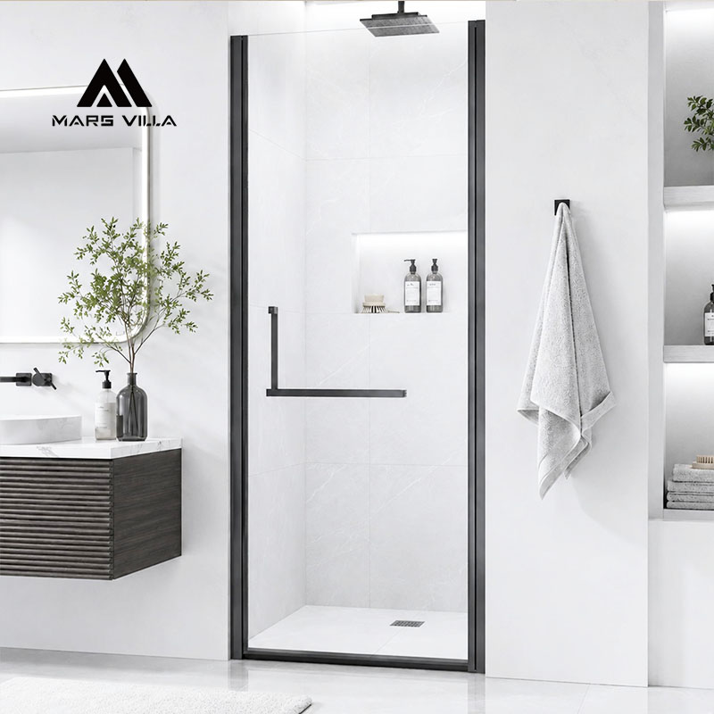 Walk-in Opening 28-29.2 ” Single Matte Black Swing Custom Shower Door Manufacture
