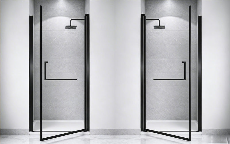 Mars Villa pivot shower door reversible left and right swing installation matte black frame