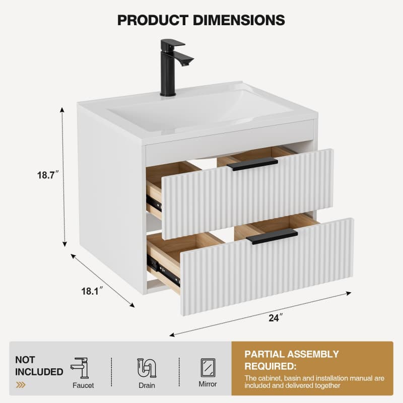 24 inch wall mounted bathroom vanity