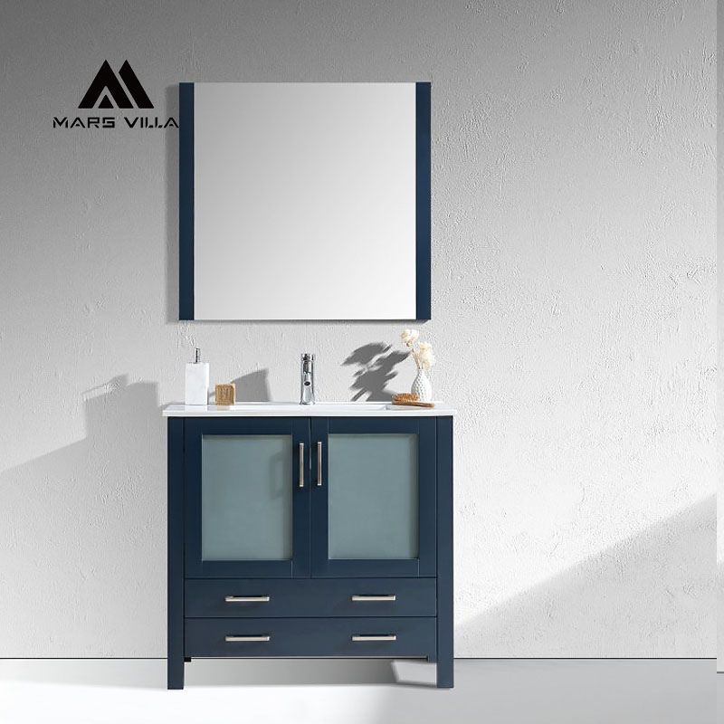 shaker vanity with glass doors