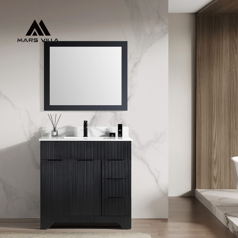 black fluted bathroom vanity set