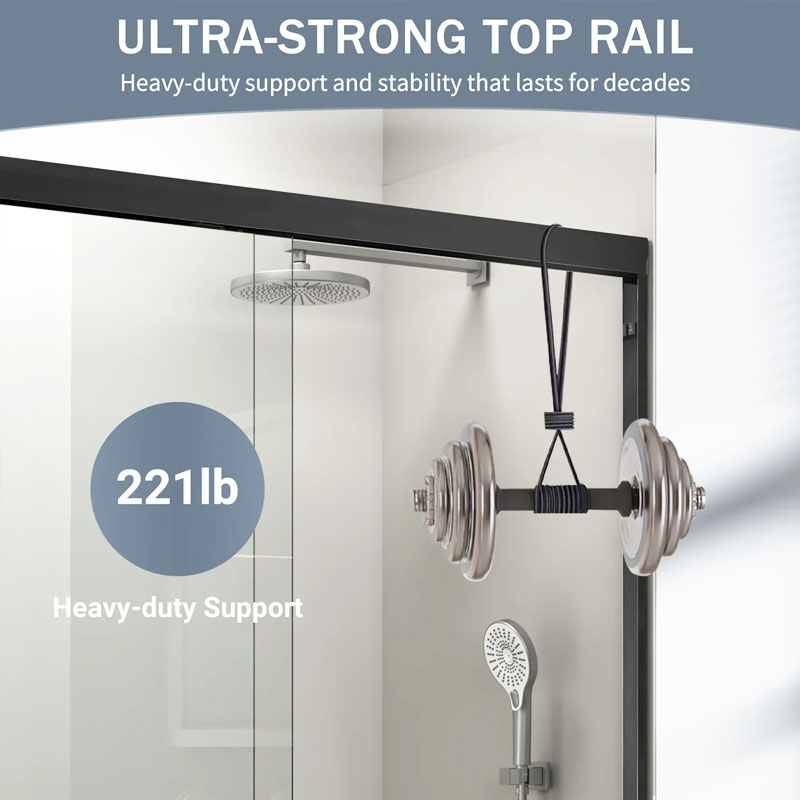 Mars Villa factory custom sliding shower enclosure ultra-strong top rail with 221lb heavy-duty support, durable stable top track for long service life, professional shower door supplier
