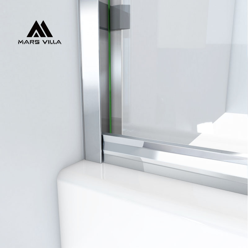 Mars Villa shower door side frame profile, polished silver aluminum frame for semi-frameless sliding glass shower enclosure, custom bathroom shower frame from China manufacturer