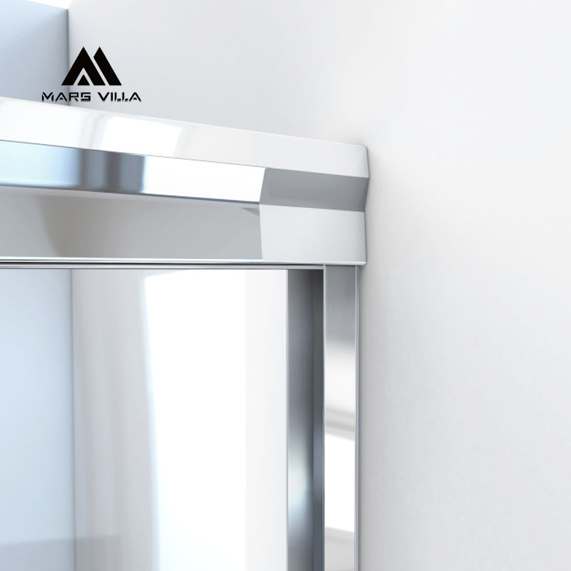 Mars Villa shower door top frame profile, polished silver aluminum top rail for semi-frameless sliding glass shower enclosure, custom shower frame from China manufacturer