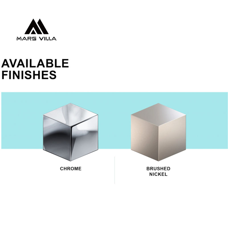 Mars Villa shower hardware available finishes, chrome and brushed nickel surface options for glass shower door frame & accessories, custom bathroom hardware from China manufacturer